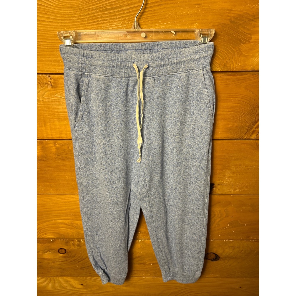 T by Talbots Blue Heathered Cotton Spandex Jogger Pants Cropped Capri Lounge‎ Sm